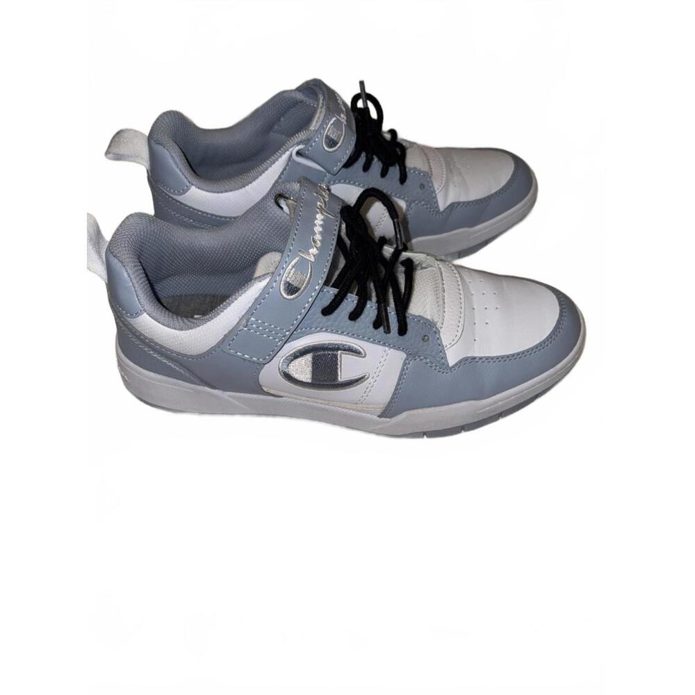 Champion Arena Power Lo V2 Shoes Men's Sz 10 White/LIGHT Blue Leather Athletic‎
